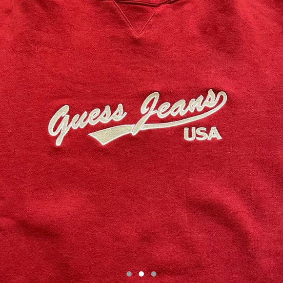 VTG red oversized guess crewneck sweater - Picture 2 of 4